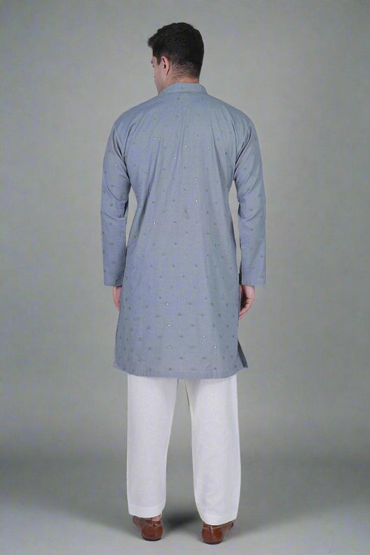White Cotton Linen blend Men's salwar Pajama - Nirmal Online