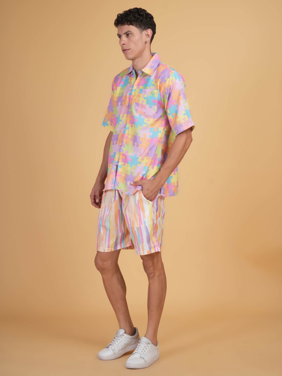 Pastel Puzzle Shirt&Short Set