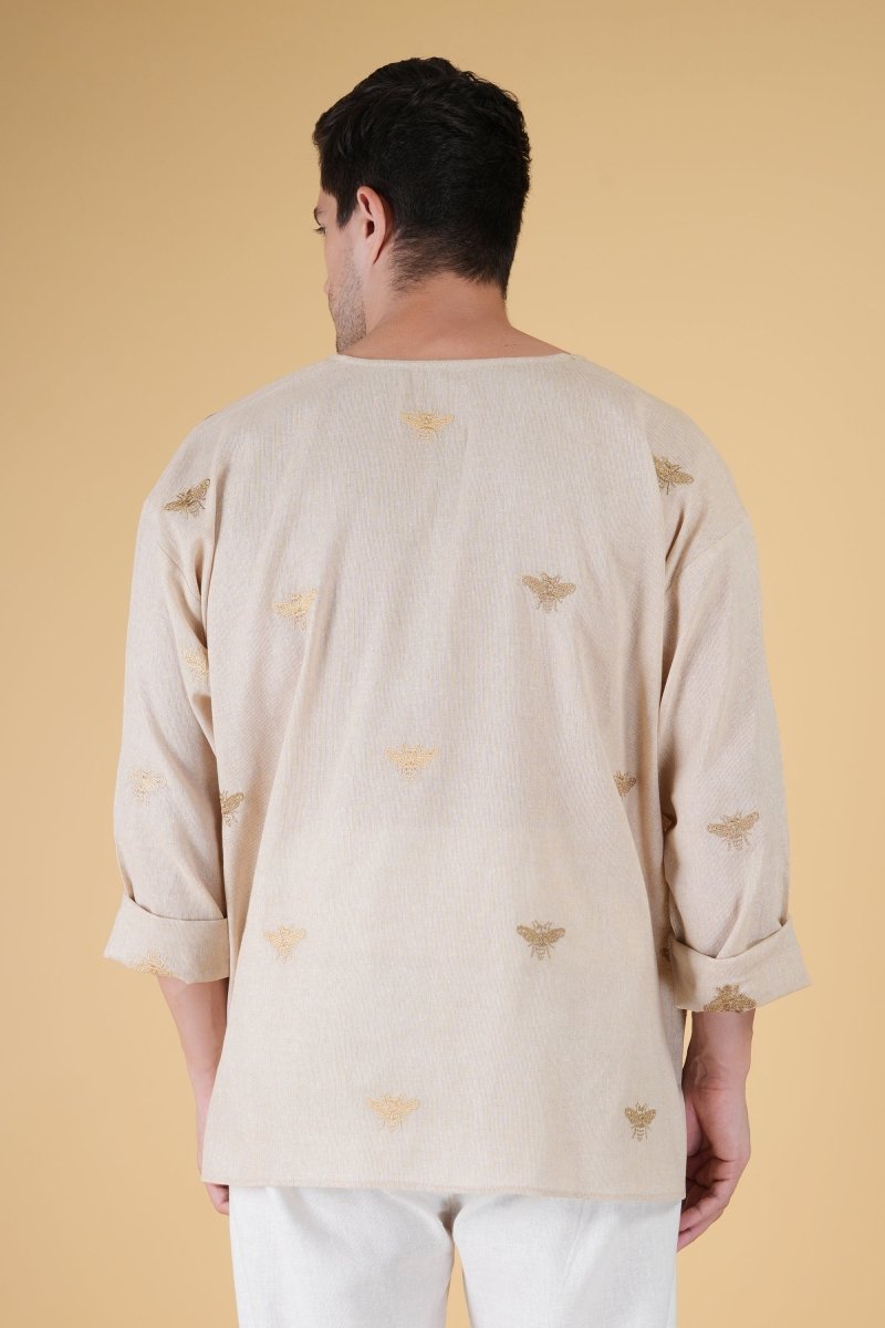Honey Bee Off Shoulder Loose Cotton Kurta