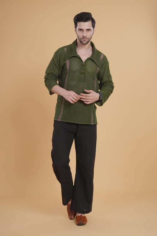 The Tribal Calm Crochet Kurta Shirt