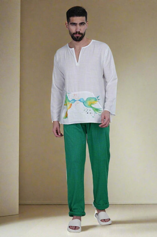 Vibrant Bird Harmony Kurta - Nirmal Online