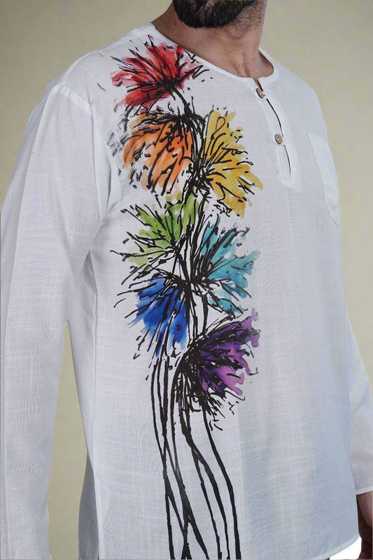 Water Colour Wild Floral Harmony Kurta - Nirmal Online