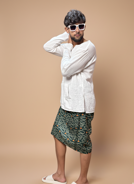 Men Green Swirl Pattern Pajamalungi