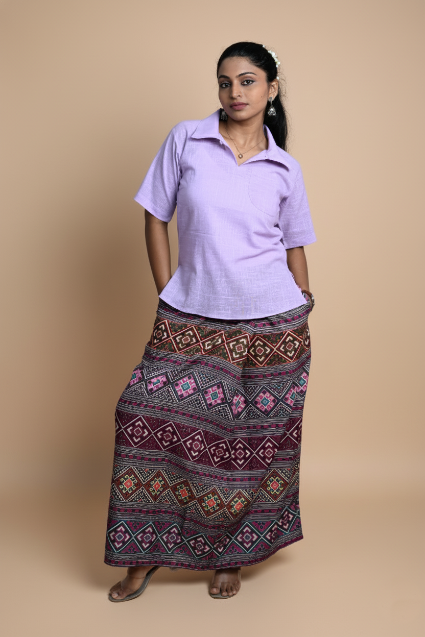 Women Solid Violet Halfsleeve Kurti