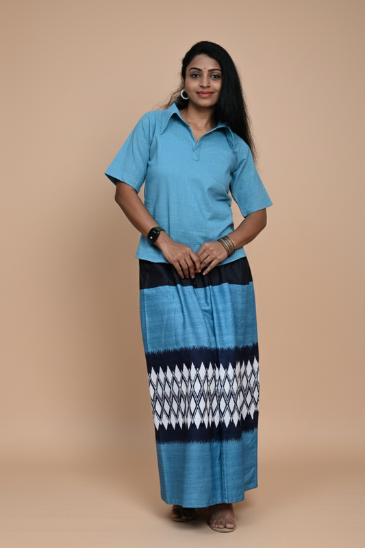 Women Sky Blue Cotton Kurta