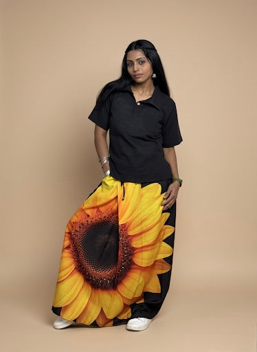 Women Sunflower black print Pajamalungi