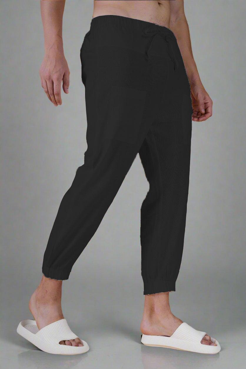 Plain Black Cotton Jogger Pajama - Nirmal Online