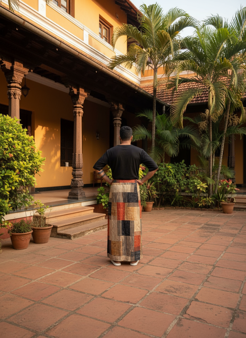 Geomentric square pattern design pajamalungi for men's