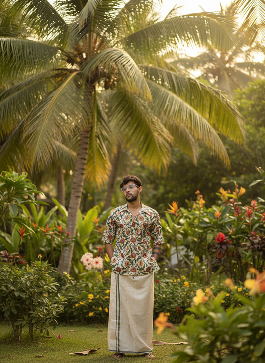 Colorful multicolor flower kurta for men's