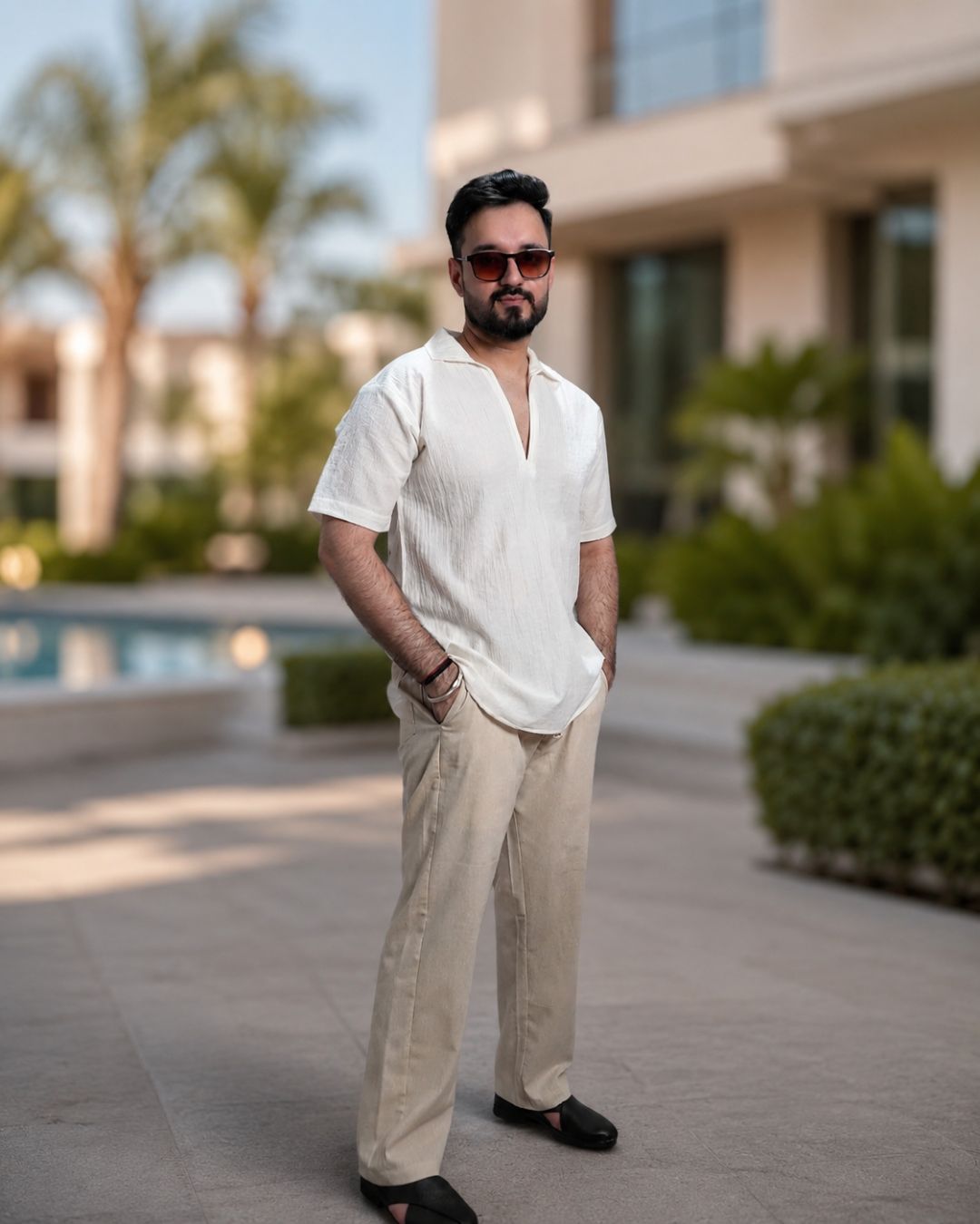 Men Ivory Colour Marina Chiffon Kurta Shirt