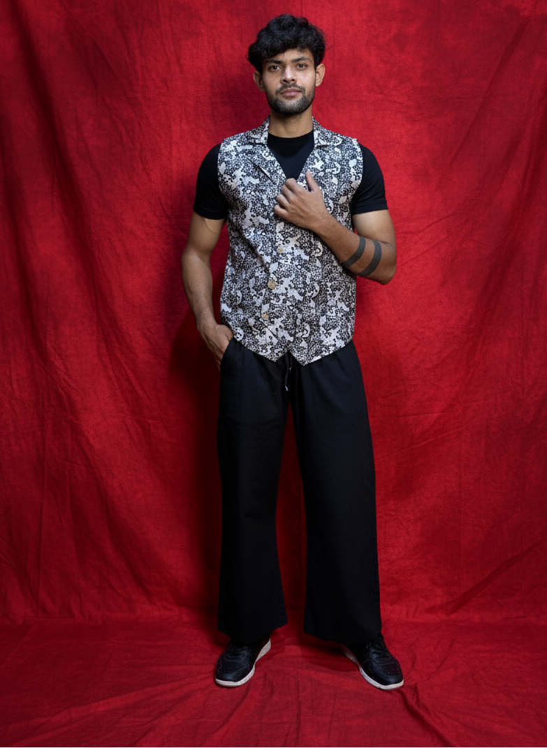 Butterfly digital print vest for men – colorful festive sleeveless jacket