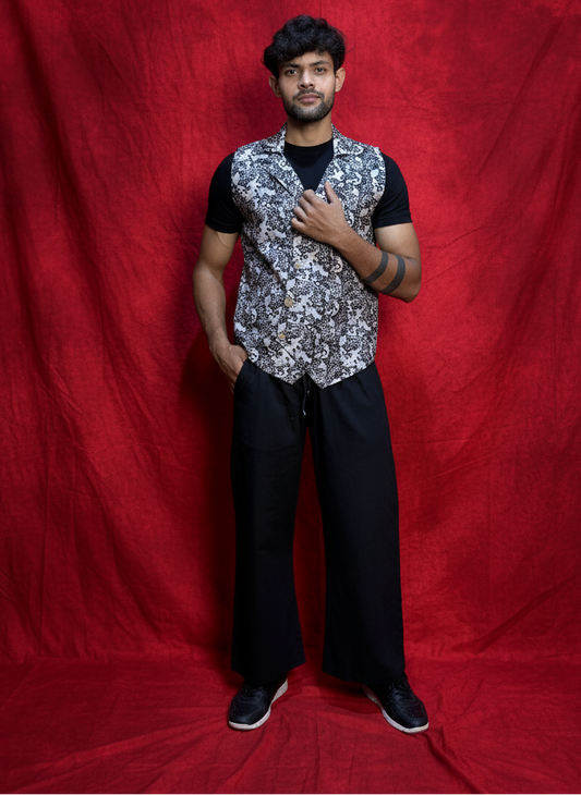 Butterfly digital print vest for men – colorful festive sleeveless jacket