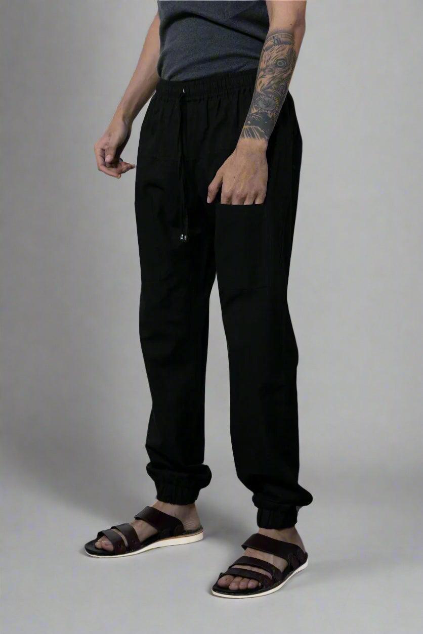 Plain Black Cotton Jogger Pajama - Nirmal Online