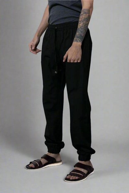 Plain Black Cotton Jogger Pajama - Nirmal Online