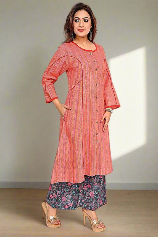 Red Rosewood Charm Dress - Nirmal Online