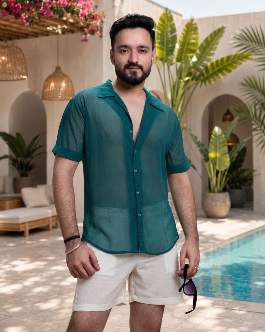 Men Ramagreen Colour Georgette Shirt