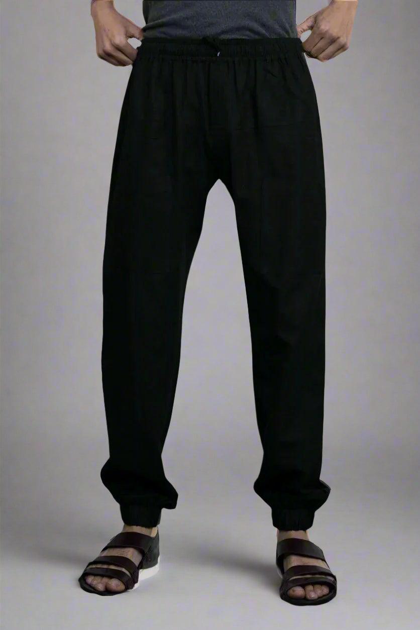 Plain Black Cotton Jogger Pajama - Nirmal Online