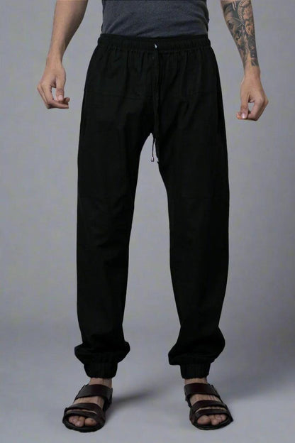 Plain Black Cotton Jogger Pajama - Nirmal Online