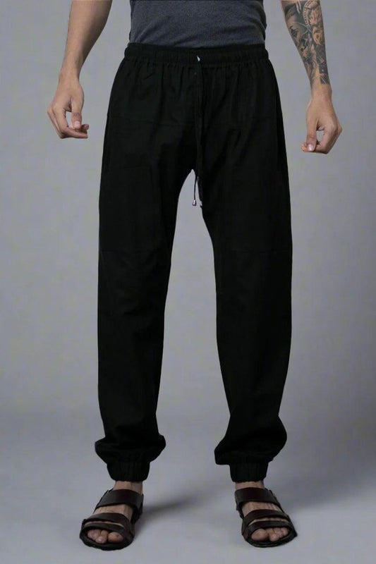 Plain Black Cotton Jogger Pajama - Nirmal Online