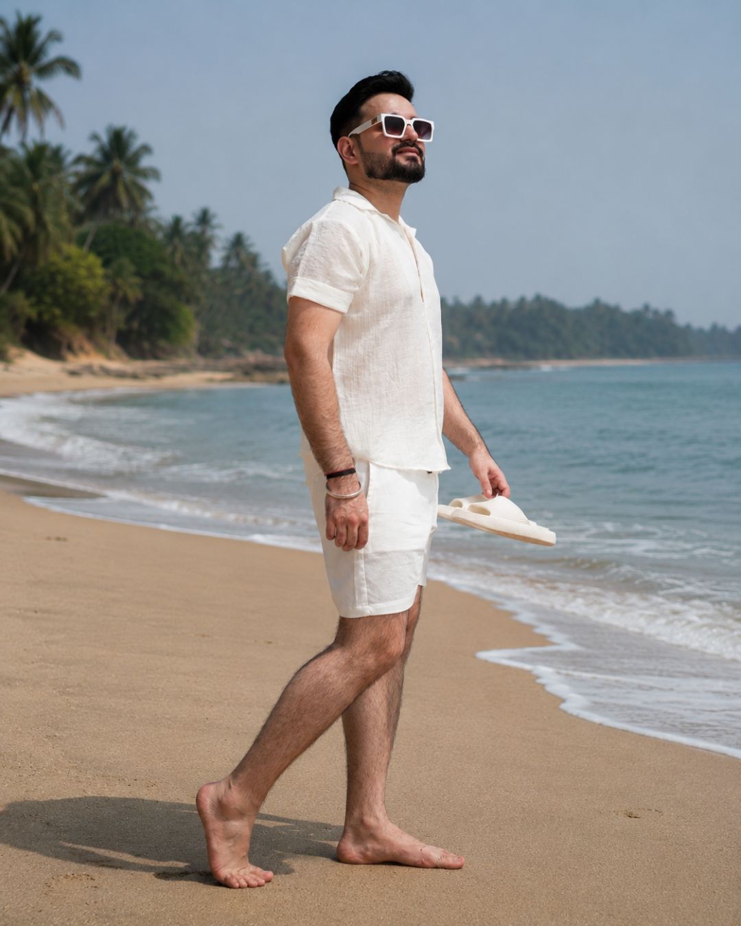 Men Ivory Colour  Chiffon Buttoned Shirt