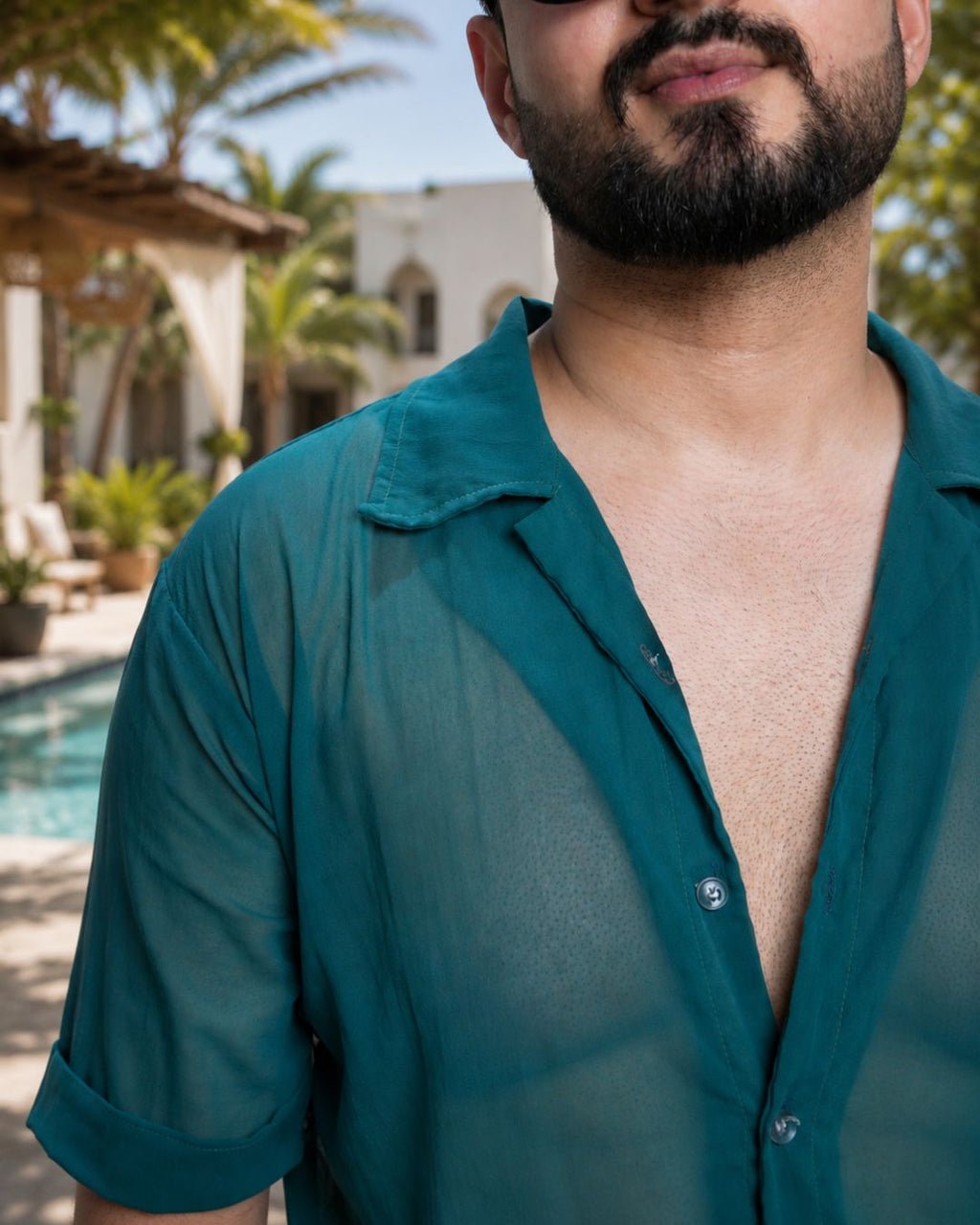 Men Ramagreen Colour Georgette Shirt