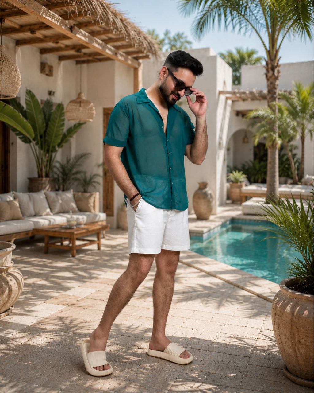 Men Ramagreen Colour Georgette Shirt