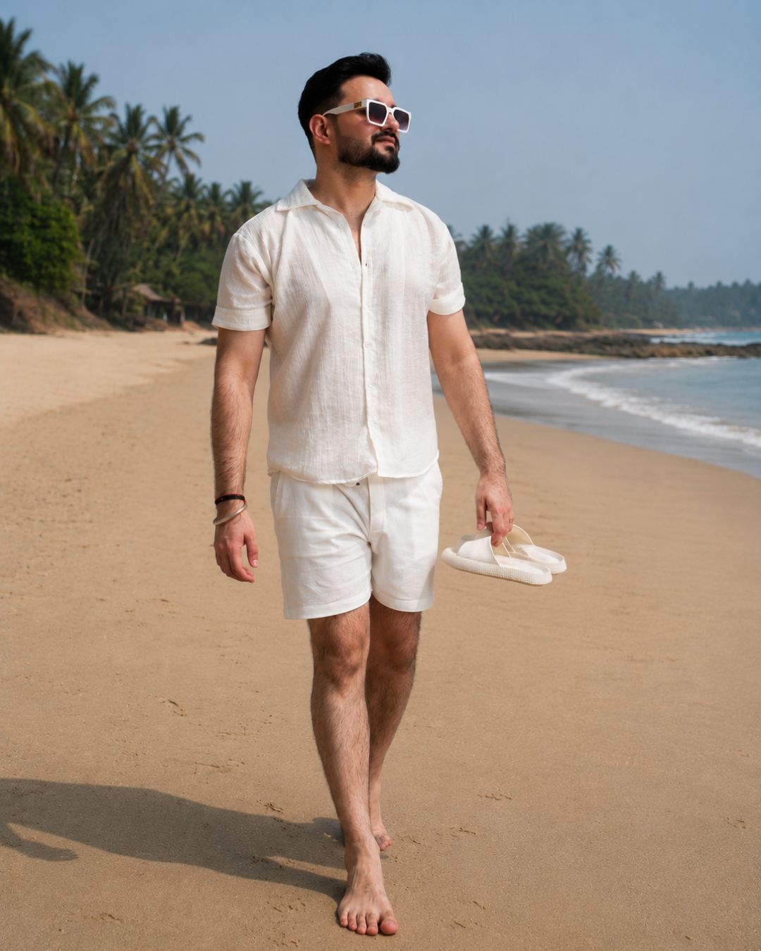 Men Ivory Colour  Chiffon Buttoned Shirt