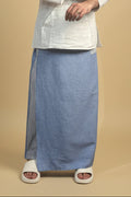 Men Denim Blue Color Pajamalungi With Denim Blue  Stripe Panel