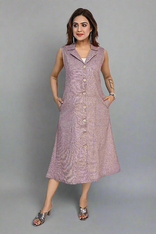 Elegant Mauve Sleeveless Dress - Nirmal Online