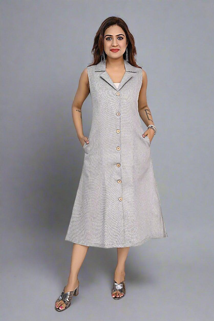 Silver Grace Sleeveless Dress - Nirmal Online