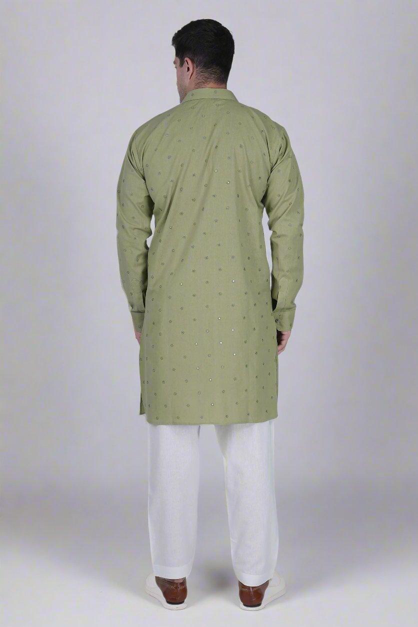 olive aura kurta for men
