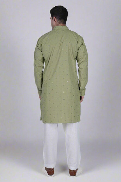 olive aura kurta for men