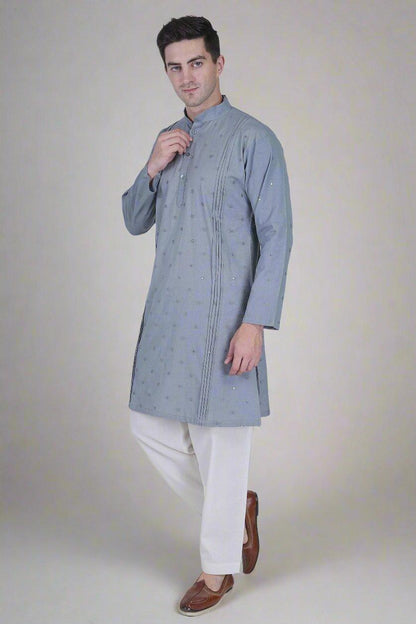 elegant silver festive kurta for men