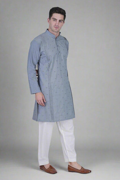 elegant silver festive kurta for men