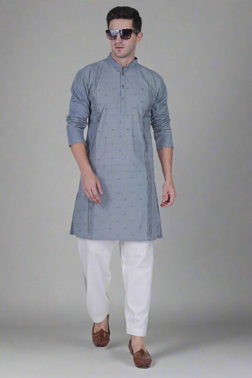 White Cotton Linen blend Men's salwar Pajama - Nirmal Online