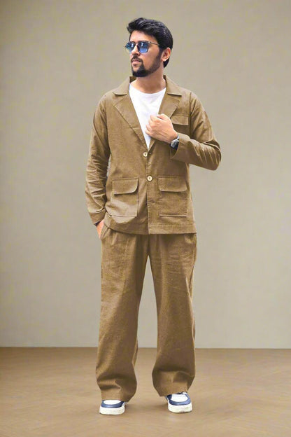 Brown Cotton Pajama - Nirmal Online