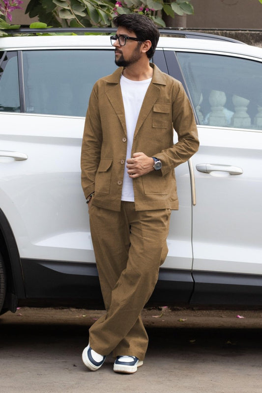 Brown Cotton Pajama - Nirmal Online