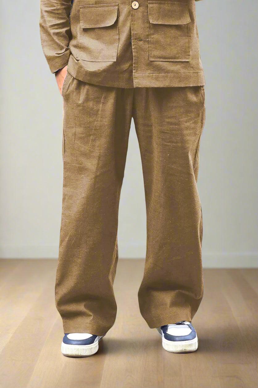 Brown Cotton Pajama - Nirmal Online