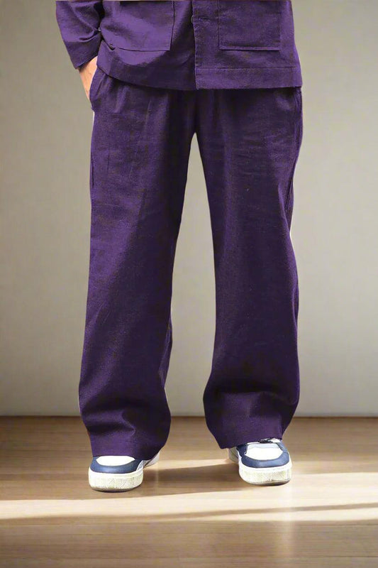 Purple Cotton Pajama - Nirmal Online