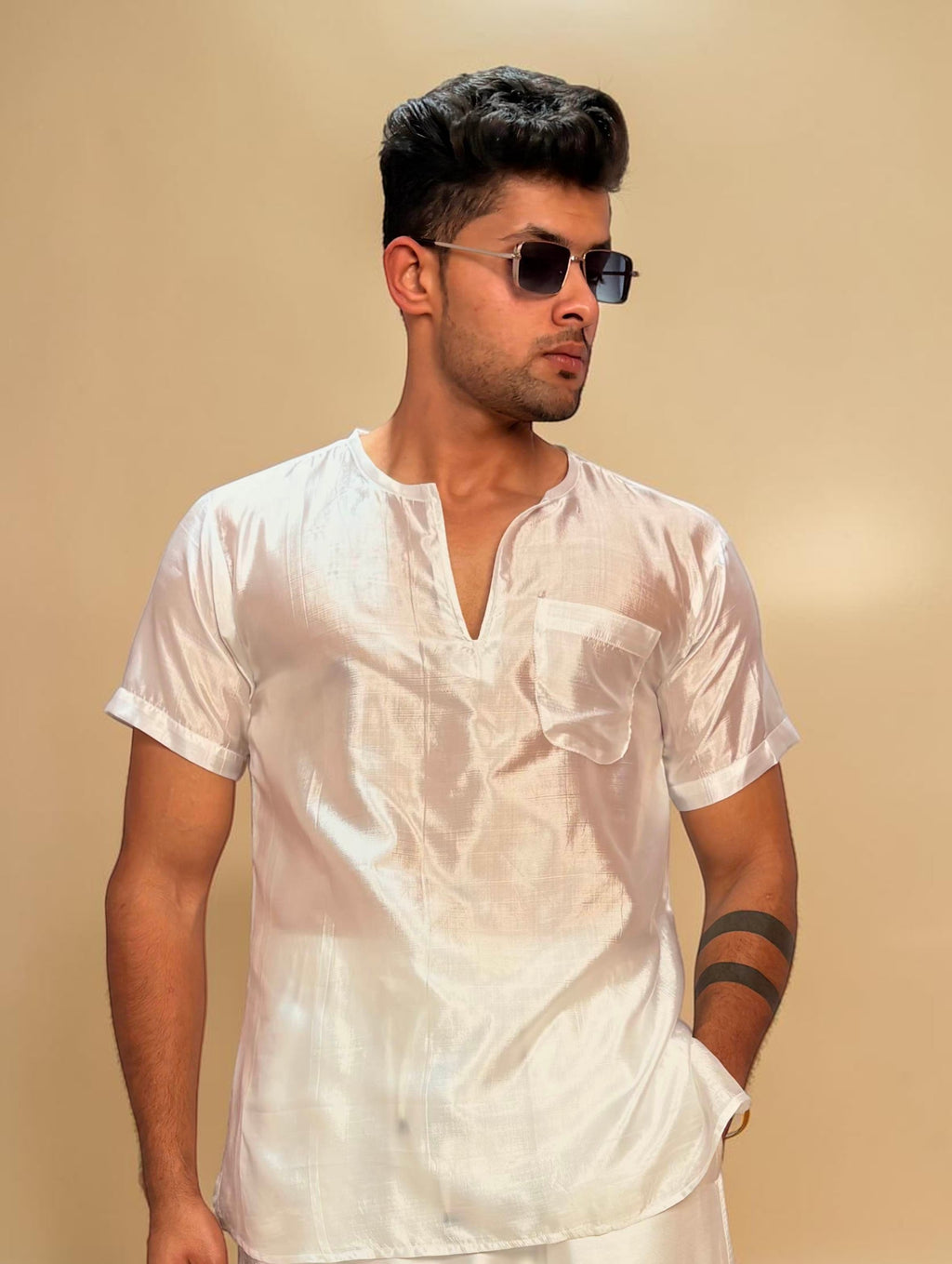 Men White Color Silk Kurta For Men