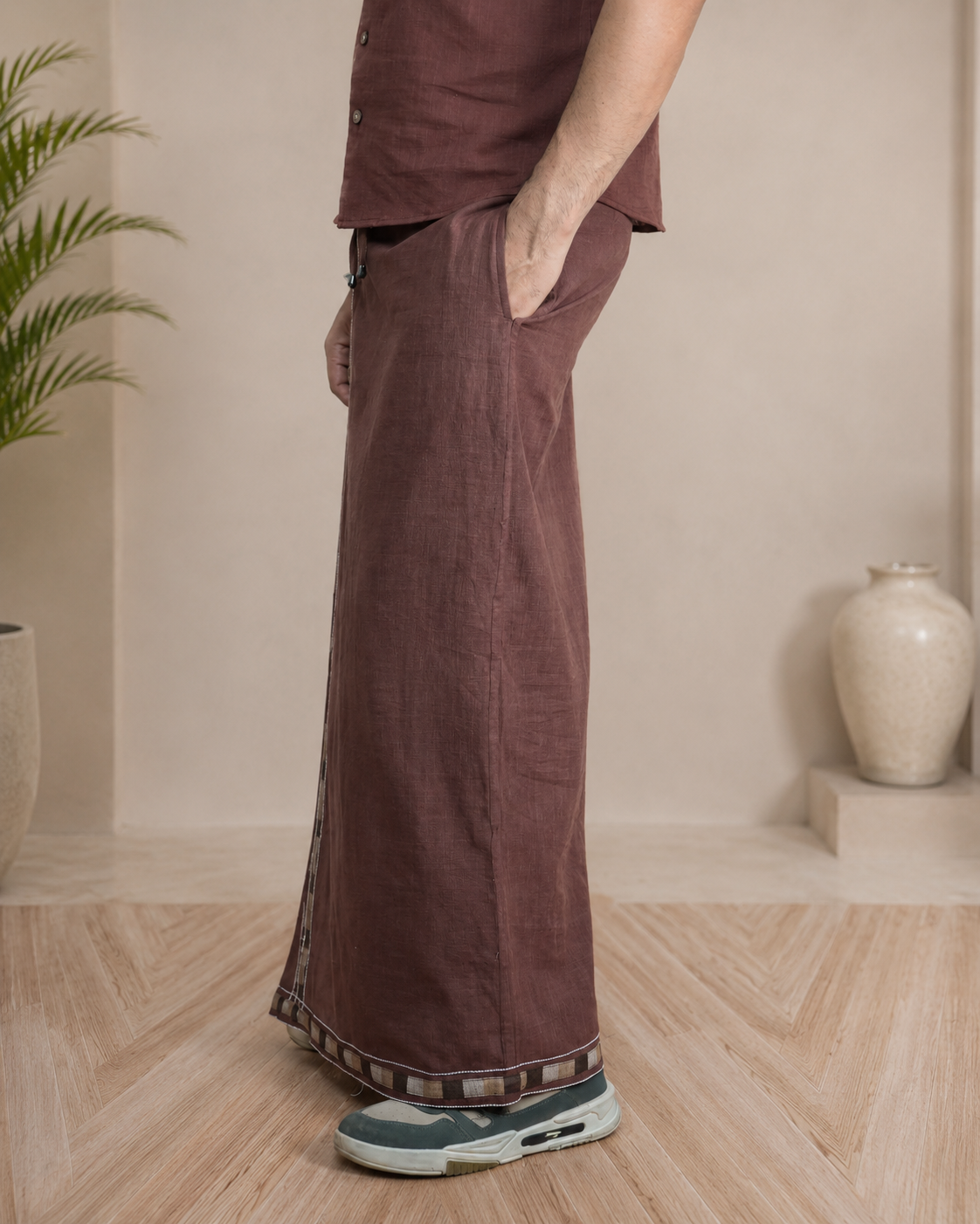 Premium Cotton Stripe Pajamalungi –  Red Cola