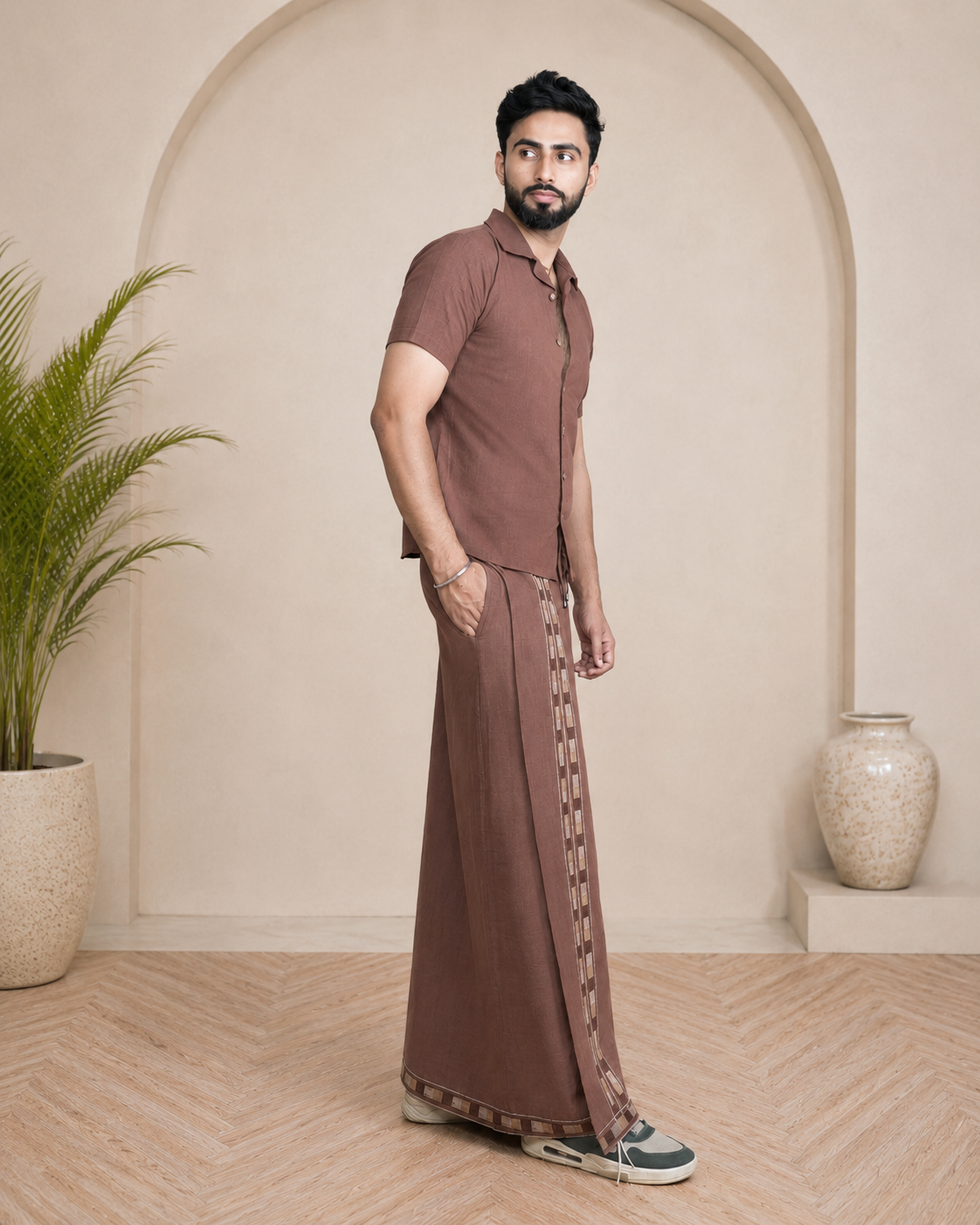 Premium Cotton Stripe Pajamalungi –  Red Cola