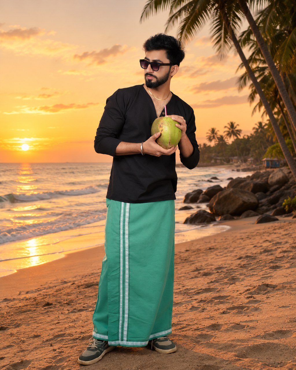 Premium Cotton Stripe Pajamalungi –  Fresh Green