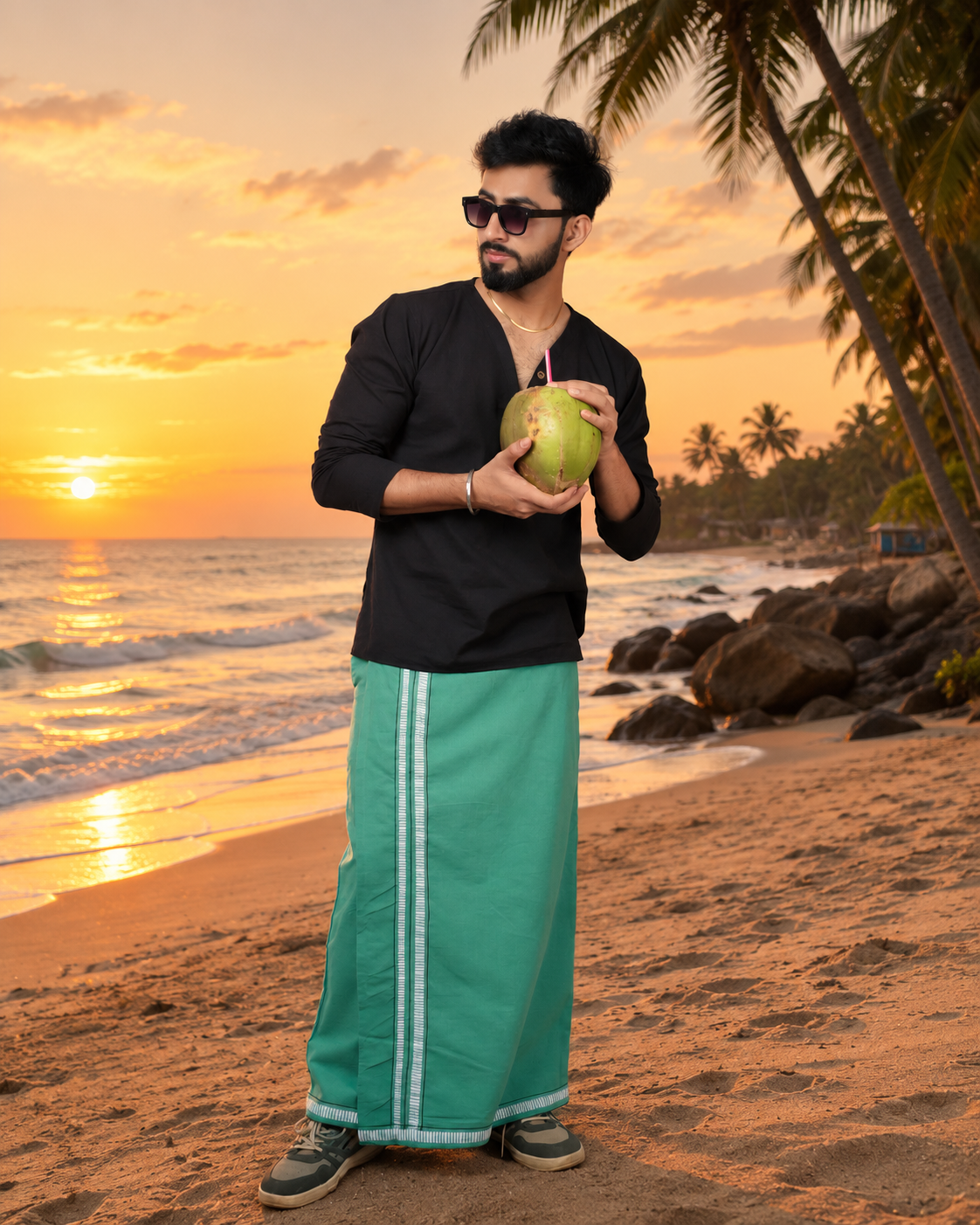 Premium Cotton Stripe Pajamalungi –  Fresh Green