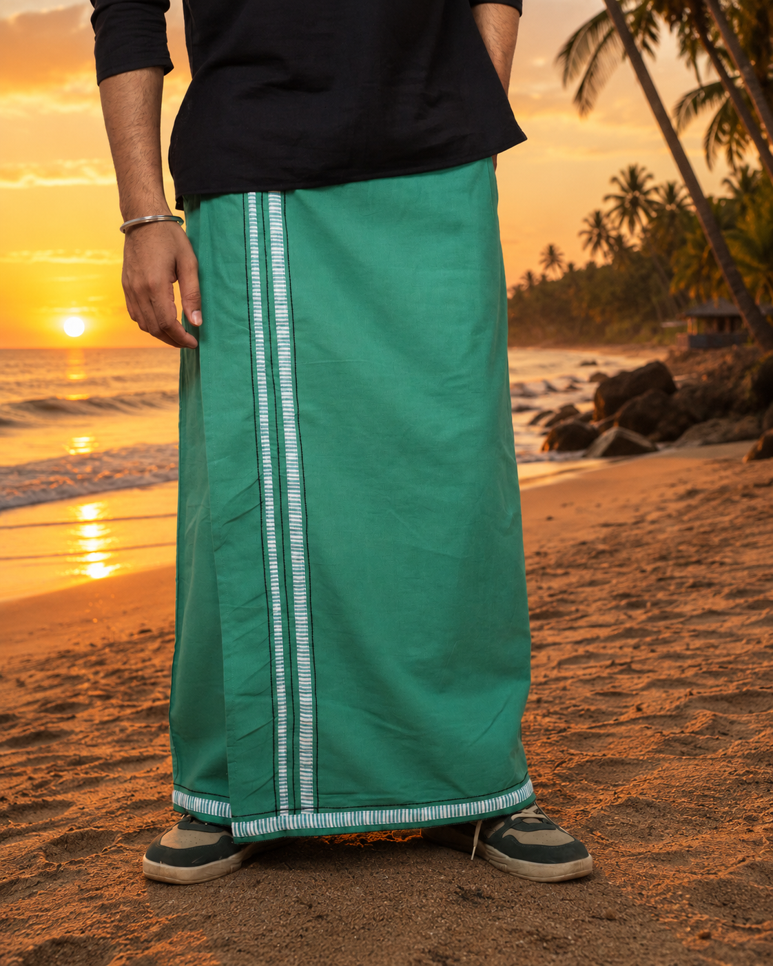 Premium Cotton Stripe Pajamalungi –  Fresh Green