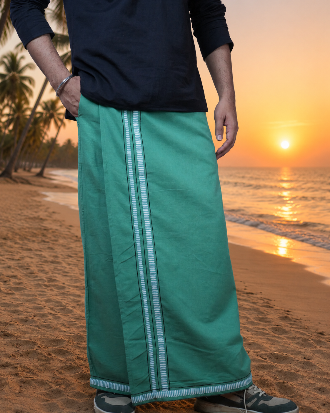 Premium Cotton Stripe Pajamalungi –  Fresh Green