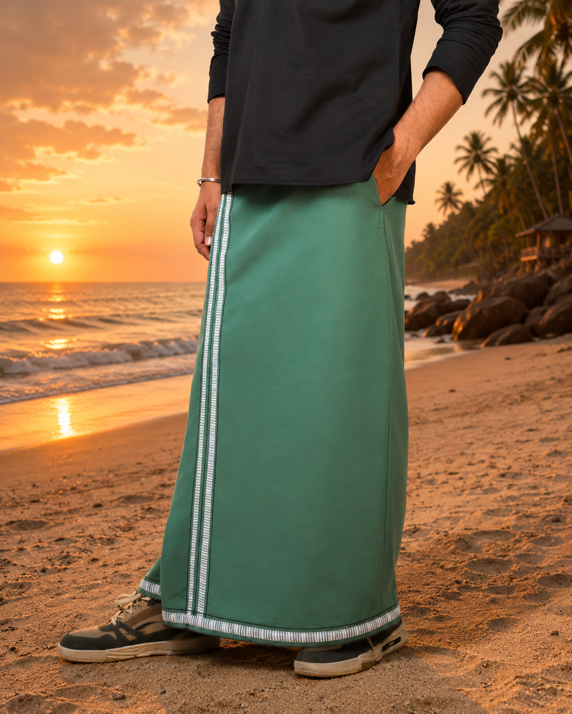 Premium Cotton Stripe Pajamalungi –  Fresh Green