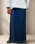 Premium Cotton Stripe Pajamalungi –  Denim Blue