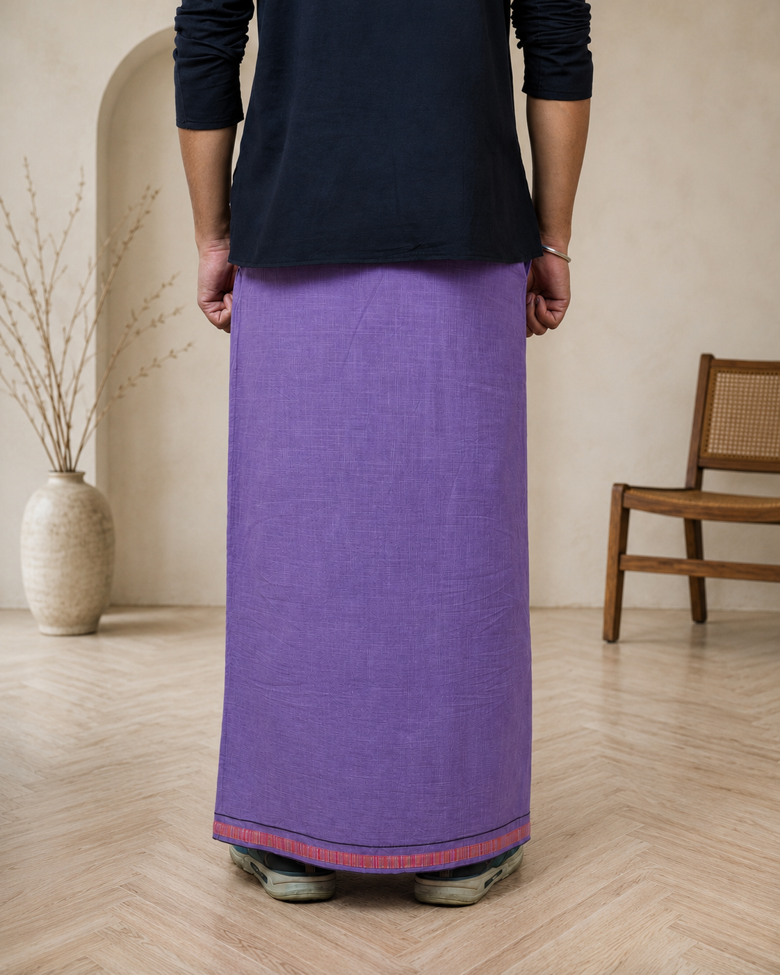 Premium Cotton Stripe Pajamalungi –  Soft Purple