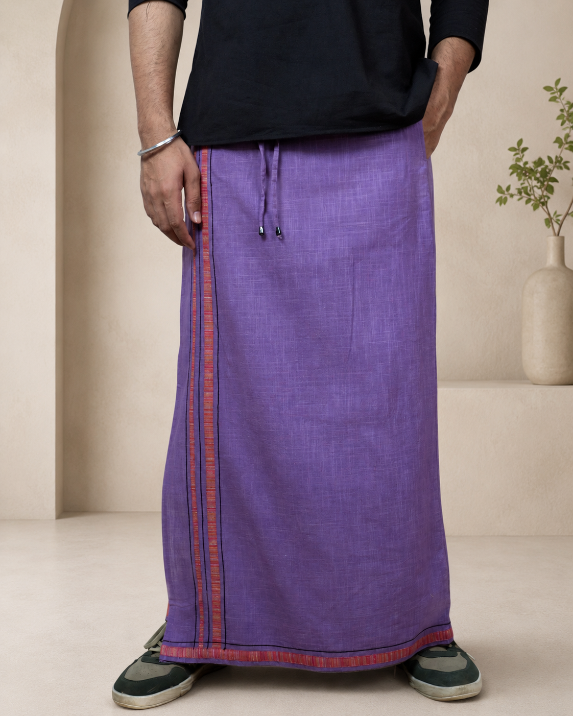 Premium Cotton Stripe Pajamalungi –  Soft Purple